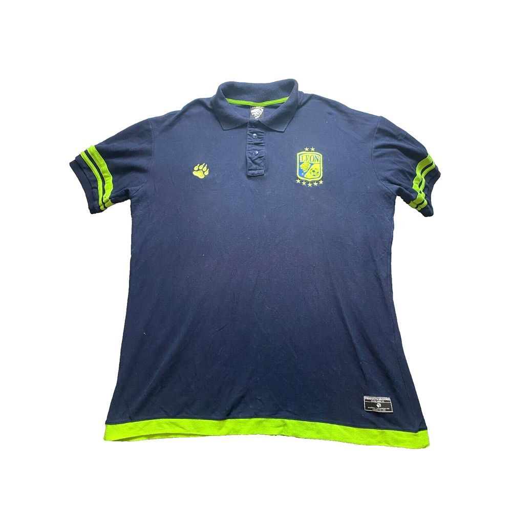 Club Leon FC Shirt Adult 2XL Navy Green Mexican Team Sporty La Guarida Polo Mens